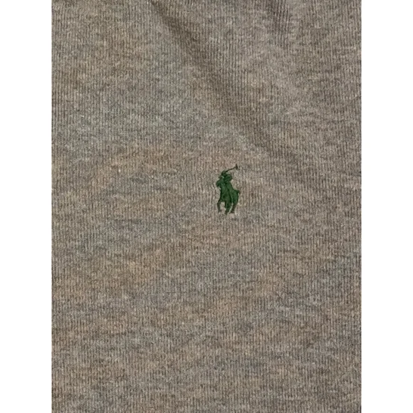 Polo Ralph Lauren Men’s Heather Gray Quarter-Zip Sweater Green Logo Sz L - Picture 7 of 7